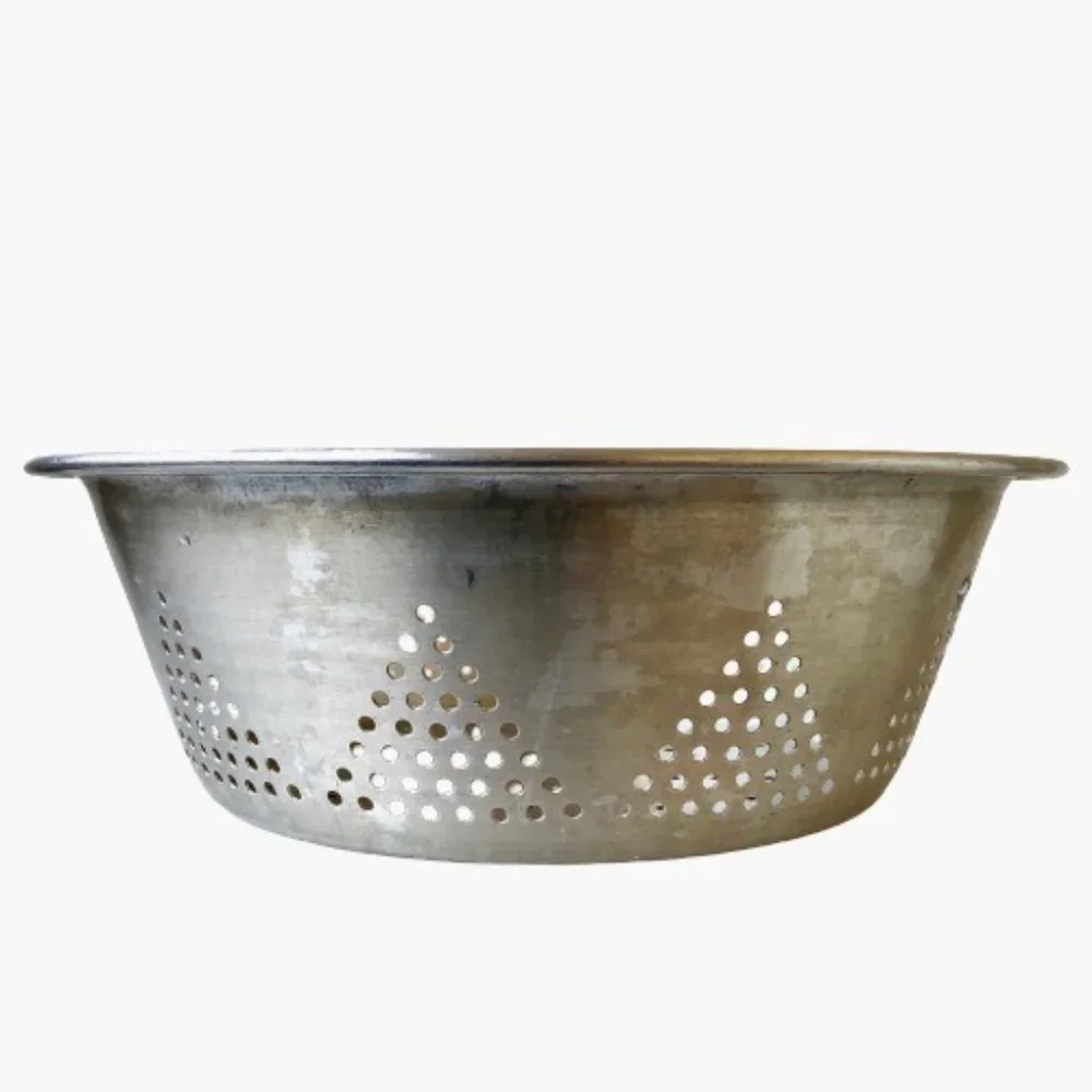 Aluminum Colander Basket Strainer Cooking Kitchen Utensil Vintage USED